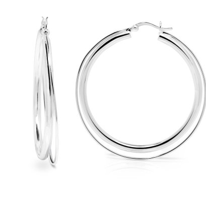 Sterling silver puffed hoop earring