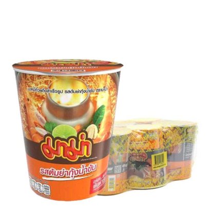 มาม่า บะหมี่กึ่งสำเร็จรูป ชนิดถ้วย รสต้มยำกุ้งน้ำข้น 60 ก. x 6