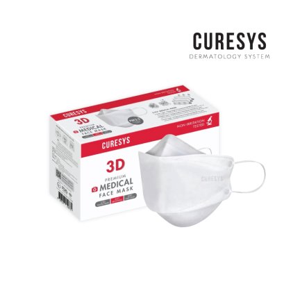 Curesys 3D Medical Face Mask White เคียวร์ซิส หน้ากากอนามัยทรง 3D กรอง 3 ชั้น 50 ชิ้น สีขาว