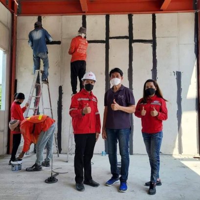 รุ่นที่ 8 อบรม(หน้างานจริง)เทรนนิ่งขั้นตอนการเก็บรอยต่อผนังนวัตกรรม ❤️JAIBOONSPEEDWALLSOLUTION Rhinoz 