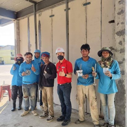 โครงการสร้างทาวน์โฮม จ.ระยอง เทรนนิ่งการติดตั้งผนังนวัตกรรม JAIBOONSPEEDWALL(copy)