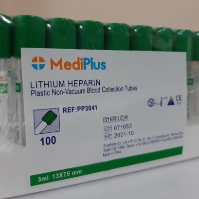 Lithium Heparin, Non vacuum - 100Test/Kit