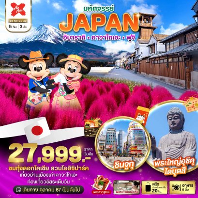 มหัศจรรย์ JAPAN อิบารากิ คาวาโกเอะ ฟูจิ ฟรีเดย์ 5 วัน 3 คืน