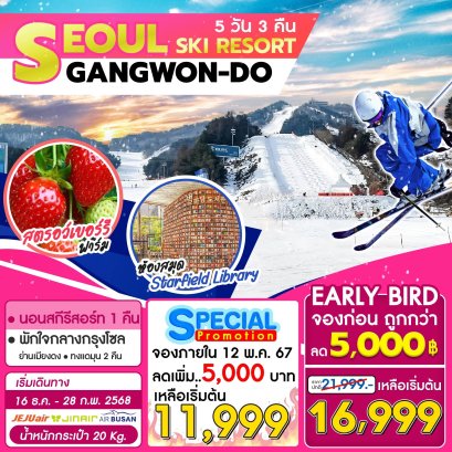 เกาหลี Seoul Gangwon Ski Resort 5 วัน 3 คืน