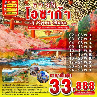 OSAKA UJI KYOTO OBARA 5 วัน 3 คืน อลังการไฟล้านดวง x ซากุระสี่ฤดู