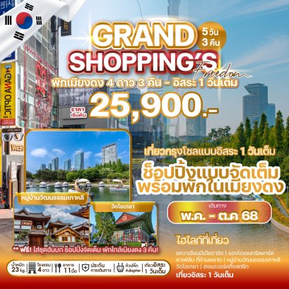 เกาหลี โซล GRAND SHOPPING FREEDOM 5 วัน 3 คืน
