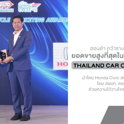 ฮอนด้า คว้ารางวัล แบรนด์รถยนต์ที่มียอดขายสูงที่สุดในกลุ่ม C-Segment  ในงาน THAILAND CAR OF THE YEAR 2025 