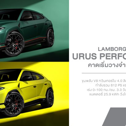 Lamborghini เปิดตัว Urus Performante SE ขุมพลัง PHEV 812 PS แรงที่สุดในตระกูล แต่ 0-100 กม./ชม. ยัง 3.3 วินาที