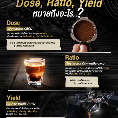 Dose, Ratio, Yield หมายถึงอะไร? ทำไมบาริสต้าต้องรู้