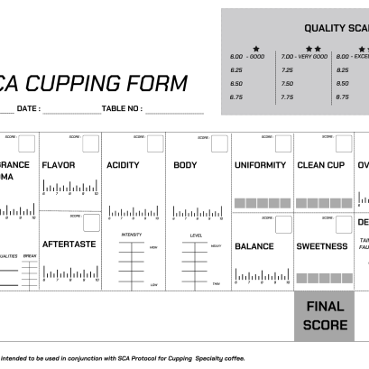 หมวดหมู่ต่างๆ ใน Arabica Cupping Form