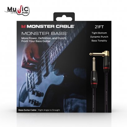 สายแจ็ค Monster Bass 1/4" Instrument Cable. 21FT/6.4M - Right Angle to Straight
