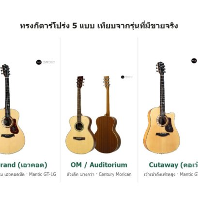 กีตาร์โปร่งทรงไหนดี? เทียบ Dreadnought / Grand / OM / คอเว้า / หลังเต่า เสียงต่างกันยังไง เหมาะกับใคร (ปี 2026)