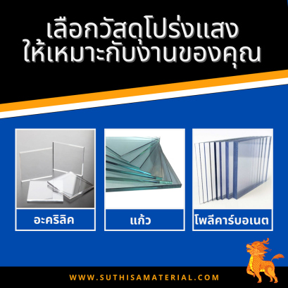 เปรียบเทียบแผ่นอะคริลิค vs แก้ว vs โพลีคาร์บอเนต  เลือกวัสดุโปร่งแสงให้เหมาะกับงานของคุณ