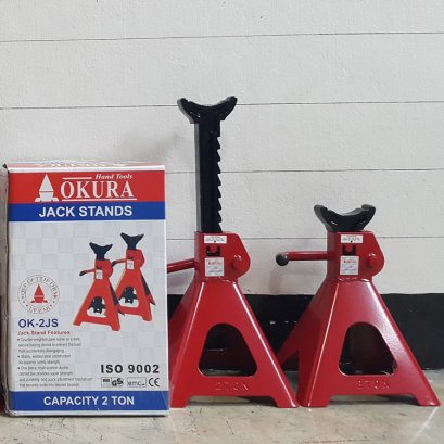 ขาตั้ง รุ่นหนาพิเศษ OKURA แบบเฟือง 2 ตัน รุ่น OK-2JS x 2 ตัว /  3ขา สามขา ขาตั้ง 4 ขา ขาตั้งรถยนต์ โอกูระ 2 TON แบบหนา