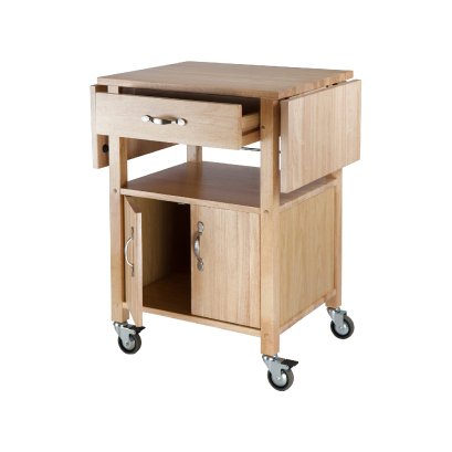 Wood Drop-Leaf Kitchen Cart