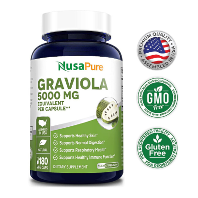 ใบทุเรียนเทศ Graviola 1350mg 200 Veggie Caps