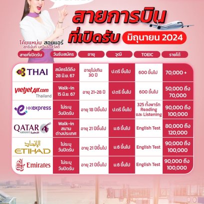 สมัครด่วน️ #สายการบินที่เปิดรับ ️ มิถุนายน 2567 | โค้ชแหม่ม สอนแอร์