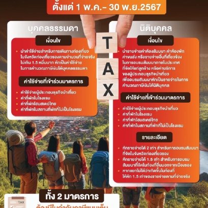มาตรการเที่ยวเมืองรอง 2567 นำไปหักภาษีได้