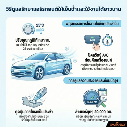 วิธีดูเเลรักษาแอร์รถยนต์ให้เย็นฉ่ำเเละใช้งานได้ยาวนาน