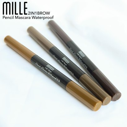 ลองกันยังเพื่อน! ใหม่ MILLE 2in1 Brow Pencil Mascara Waterproof 