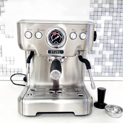 เครื่องชงกาแฟ ETZEL สแตนเลส รุ่นกึ่งอัตโนมัติ สำหรับทำกาแฟสดที่บ้านและร้านกาแฟ
