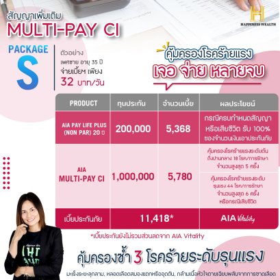 AIA MULTI-PAY CI  สัญญาเพิ่มเติมกลุ่มโรคร้ายแรง