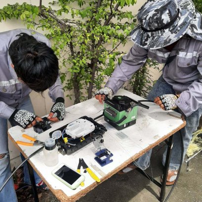 รับงานเดินสายไฟเบอร์ออฟติก งานสไปร์สายไฟเบอร์ออฟติก ระบบ MA Fiber optic