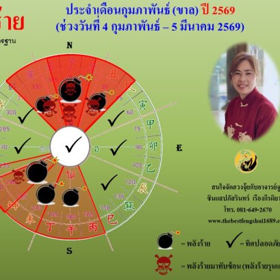 ทิศร้ายประจำเดือนกุมภาพันธ์ 2569