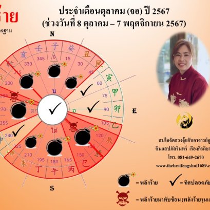ทิศร้ายประจำเดือนตุลาคม 2567