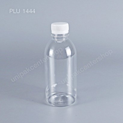 ขวดน้ำผลไม้ PET กลมสูง 350 cc พร้อมฝาขาว ปาก 30 mm