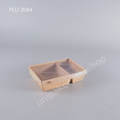 กล่องกระดาษคราฟท์ 2 ช่อง 700 ml + ฝา PET ใส