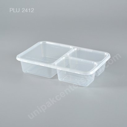 กล่องอาหาร PP ใส 3 ช่อง 900 ml + ฝา PP ใส