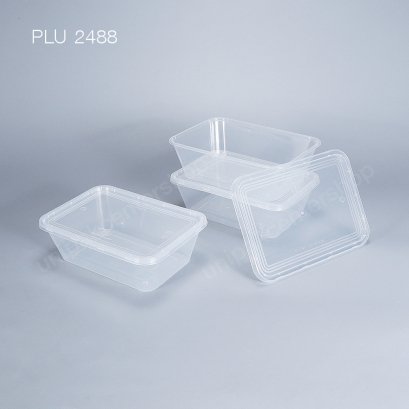 กล่องอาหารเหลี่ยม PP ใส 1 ช่อง 750 ml + ฝา PP ใส