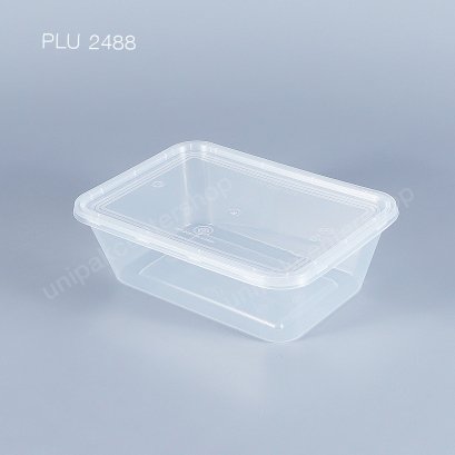 กล่องอาหารเหลี่ยม PP ใส 1 ช่อง 750 ml + ฝา PP ใส