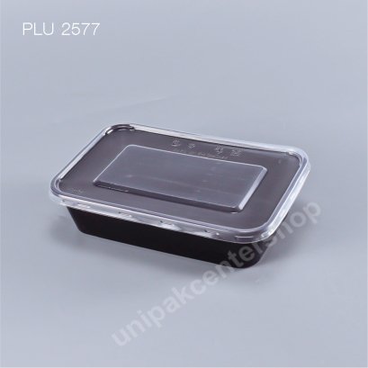 กล่องอาหาร 1 ช่อง PP ดำ_INJ 520  ml + ฝา PP ใส_THF
