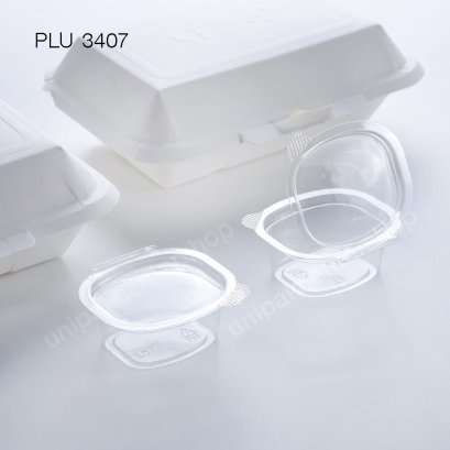 ถ้วยกระปุกน้ำจิ้ม,ซอส 1 oz  PET ใส ฝาในตัว