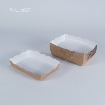 ถาดกระดาษคราฟท์ด้านนอก/ด้านในขาว ทรงผืนผ้า 4 x 6 นิ้ว