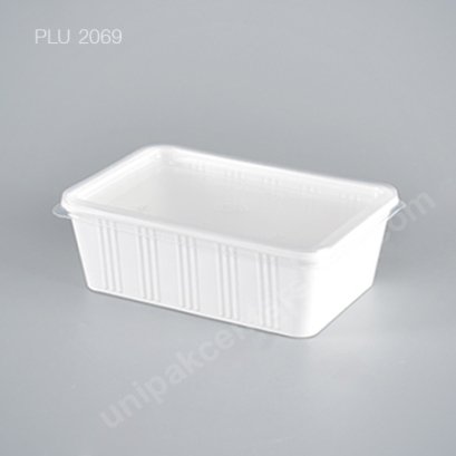 กล่องอาหาร 1 ช่อง PP ขาว 750 ml + ฝา