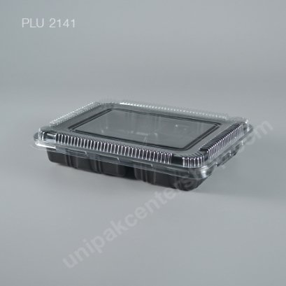 กล่องอาหาร 3 ช่อง สีดำ 550 ml (S-403) พร้อมฝา PET