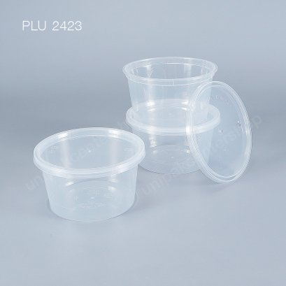 กล่องอาหารกลม PP ใส (16 oz) + ฝาใส