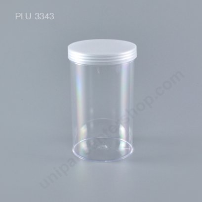 กระบอก PS แข็งใส 550 ml + ฝาขาว (Cylinder Hard Plastic Case No.0791)