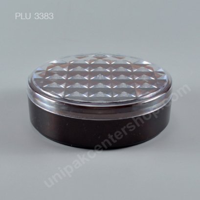 กล่องแข็งใสกลม ฐานน้ำตาล + ฝา (Round Hard Plastic Case) C-1107