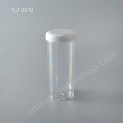 กระบอก แข็งใส 420 ml + ฝาขาว (Cylinder Hard Plastic Case) No.0775