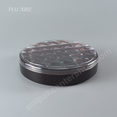 กล่องแข็งใสกลม ฐานน้ำตาล + ฝา (Round Hard Plastic Case) C-1106