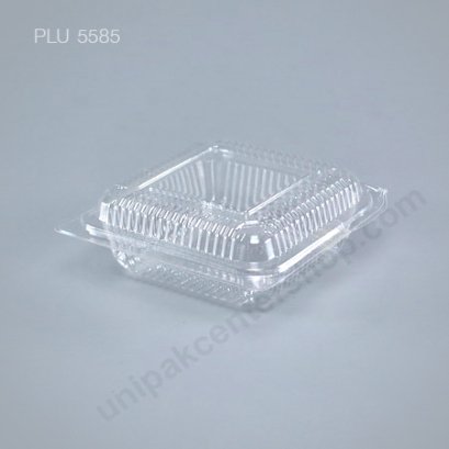 กล่องใส สี่เหลี่ยม เตี้ย-M 9.5x9.65x3.45 (Medium Flat Square Clear Food Box) (TP-30)