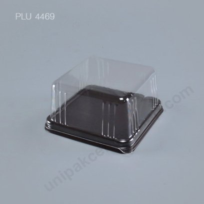 กล่องเค้ก แยมโรล ทรงเหลี่ยม ฐานน้ำตาล+ฝาใส (Rectangular Cake Roll Box) E67