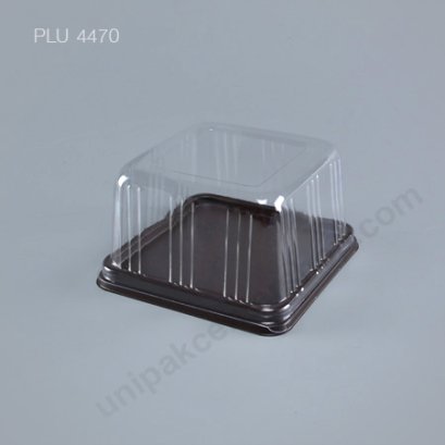 กล่องเค้ก แยมโรล ทรงเหลี่ยม ฐานน้ำตาล+ฝาใส (Rectangular Cake Roll Box) E68