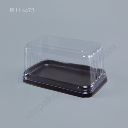 กล่องเค้ก แยมโรล ทรงเหลี่ยม ฐานน้ำตาล+ฝาใส (Rectangular Cake Roll Box) E54