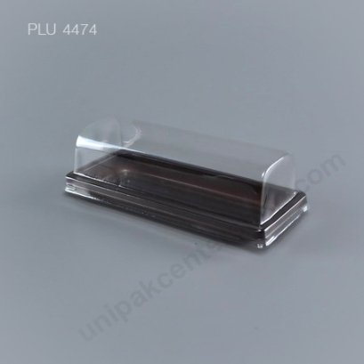 กล่องเค้ก ซอฟท์โรล แยมโรล ทรงเหลี่ยม ฐานน้ำตาล+ฝาใส (Rectangular Cake Roll Box) E59