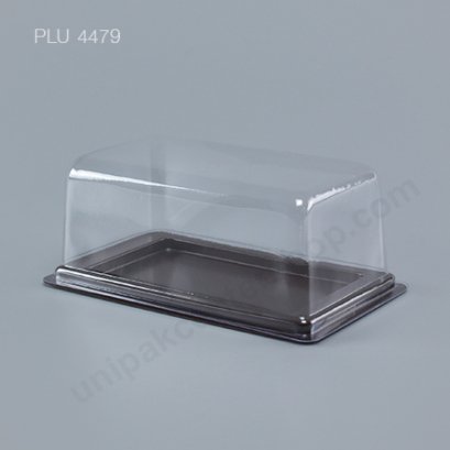 กล่องเค้ก แยมโรล ทรงเหลี่ยม ฐานน้ำตาล+ฝาใส (Rectangular Cake Roll Box) E62